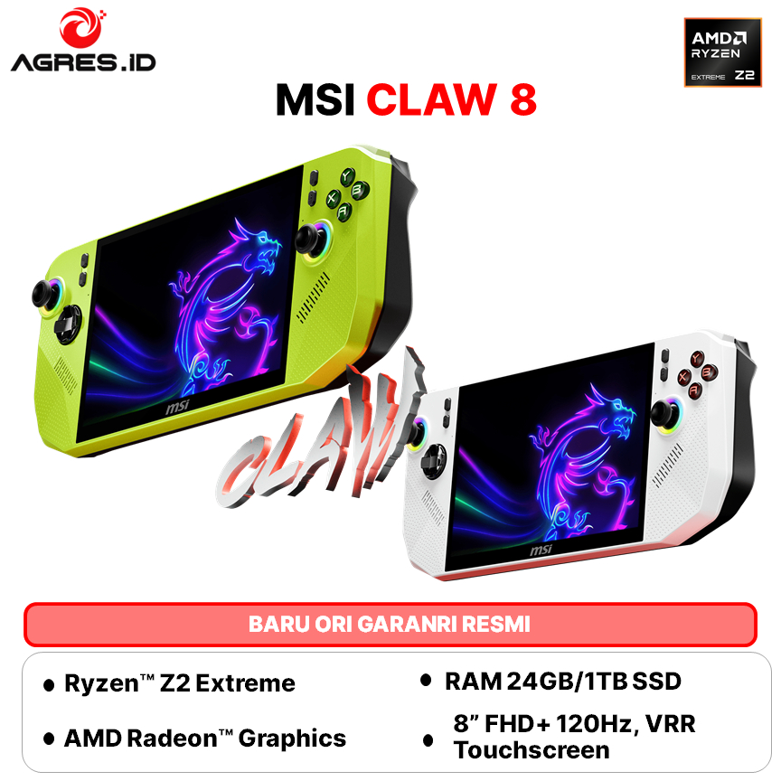 MSI CLAW 8 RYZEN Z2 EXTREME RAM 24GB 1TB WINDOWS 11 8.0FHD+ 120HZ 100SRGB - BZ2EM