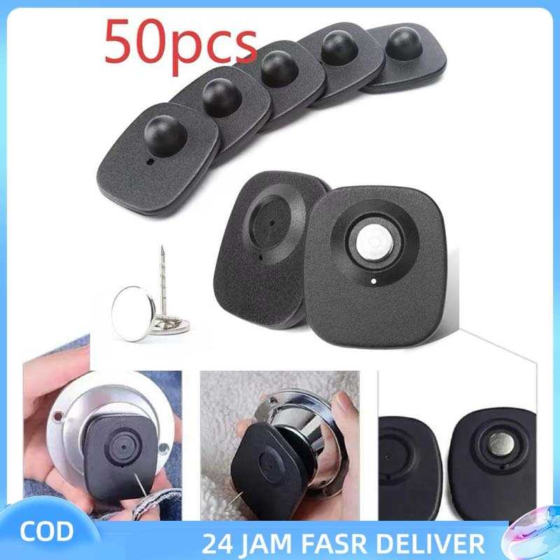 50Pcs Hard Tag Alarm RF 8.2MHz Sensor Alarm Tag Baju dengan Pin, Anti Theft Security Tag untuk Toko 