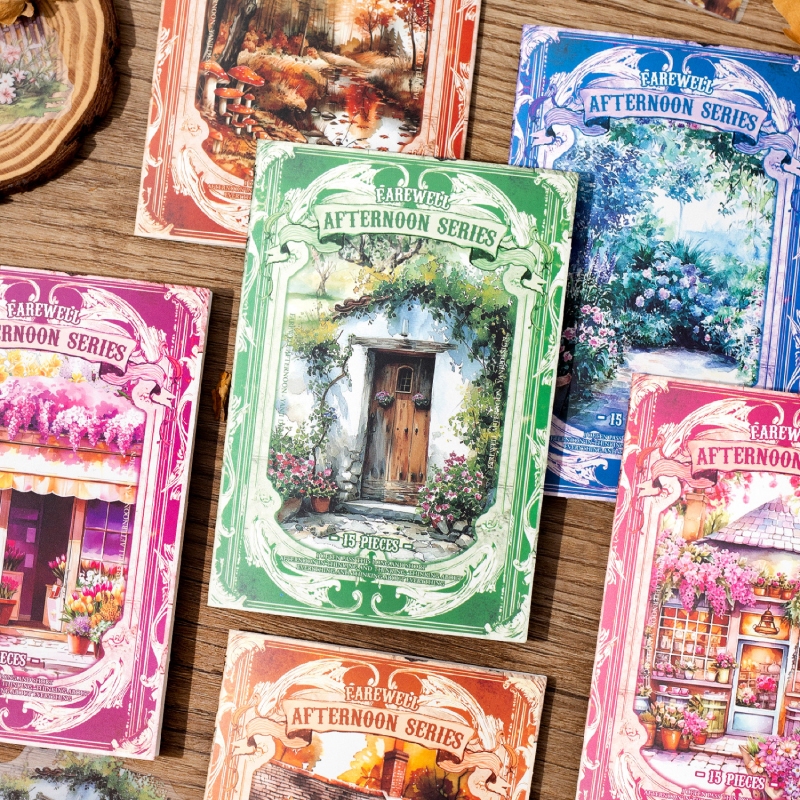 

(8F12) 15pcs Stiker PET Seri Perpisahan Sore Dekorasi Buku Pegangan Retro Sederhana Stiker Perekat Diy Journal Scrapbook