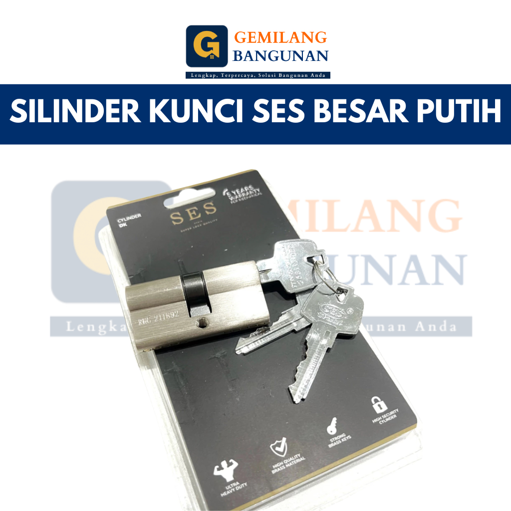 Silinder Kunci SES SN / Kunci Silinder Besar Kuningan Putih SES