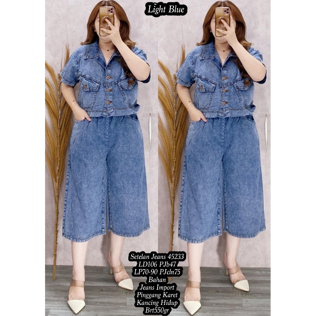 FER 45233 SETELAN JEANS WANITA IMPORT / SET KULOT WANITA / READY / REALPICT