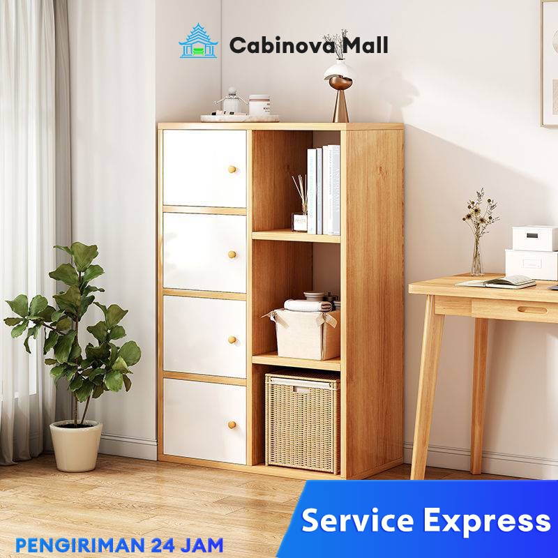 Rak buku Rak susun serbaguna Rak dapur Lemari baju bayi Lemari pakaian kayu Rak susun aesthetic