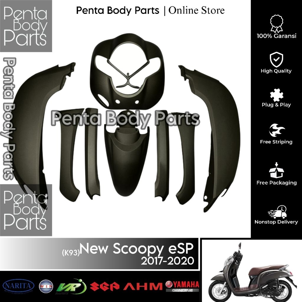 Bundling Cover Body Halus Cokelat Doff Honda New Scoopy eSP (K93) - Paket Set Bodi Scoopy  Staylish 