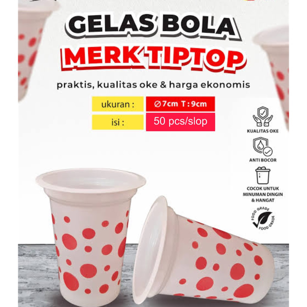 [50 pcs] Gelas Kopi Motif Bola bola | Gelas Printing Polkadot | Gelas Kopi 200ml | cup plastik