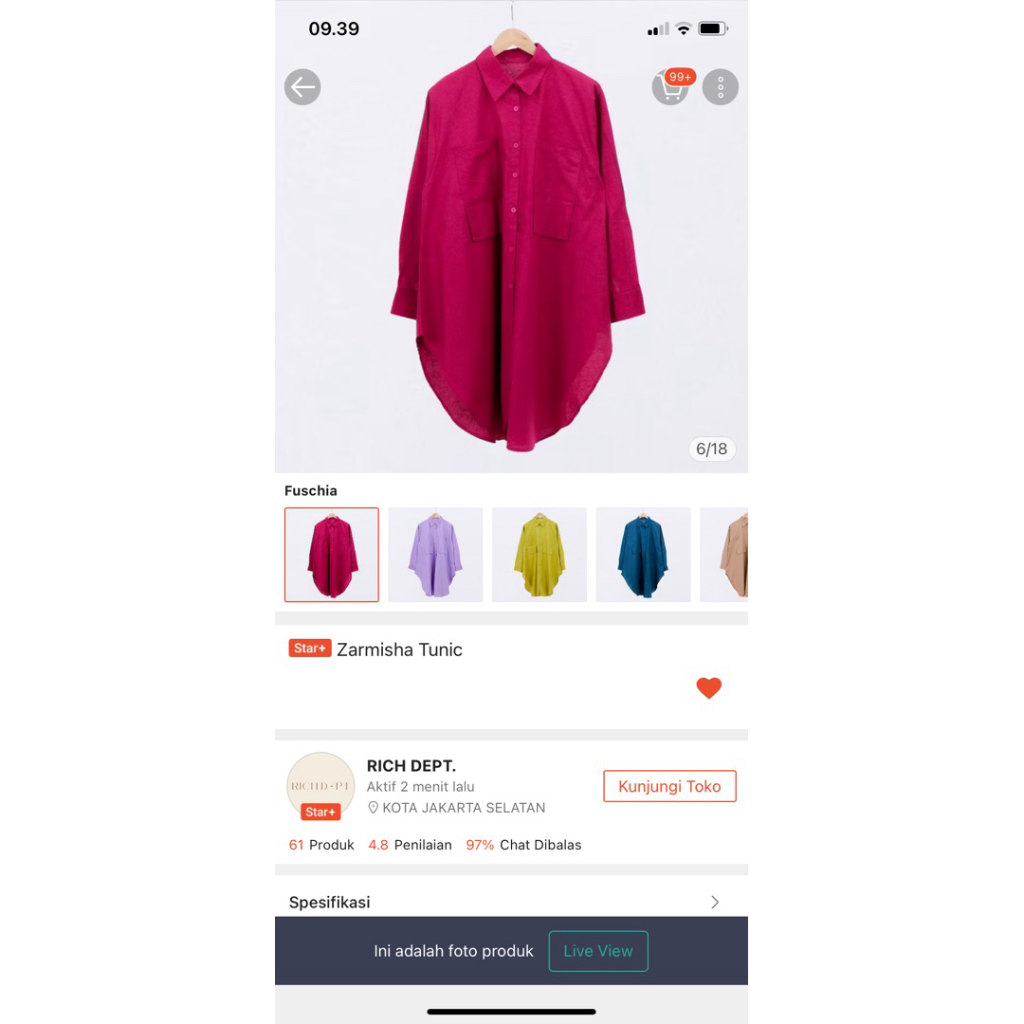 PL tunik fuschia oversize