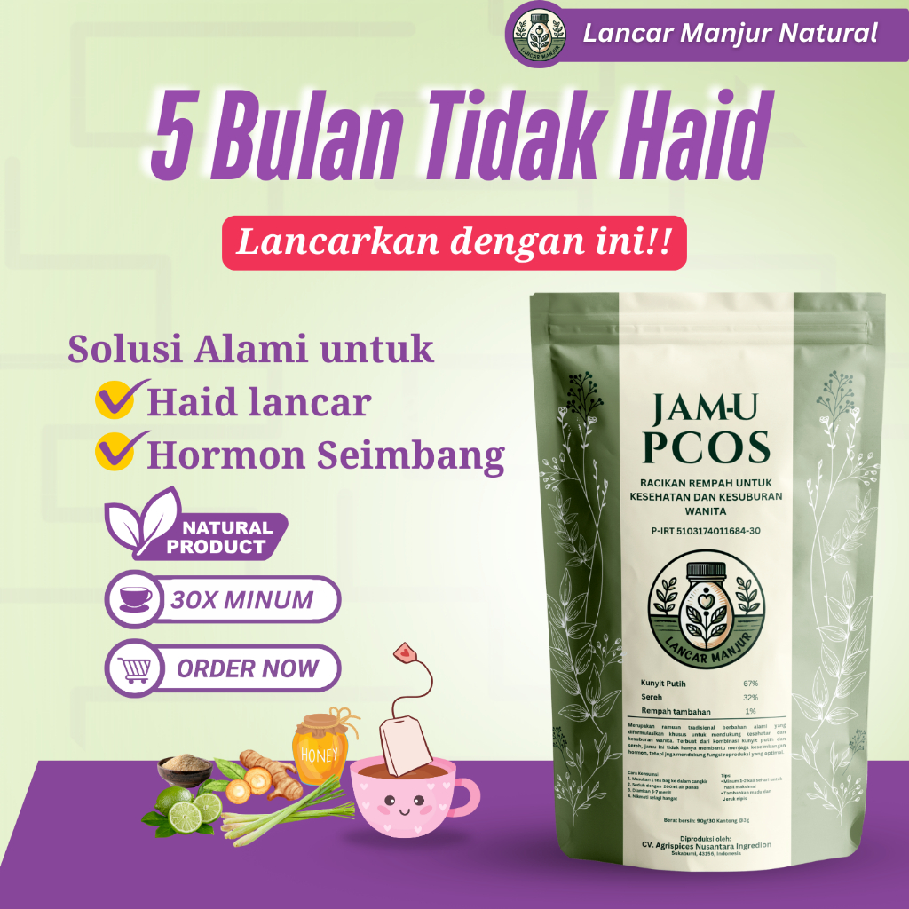 

Ramuan Pelancar Menstruasi / JAMU PCOS Lancar Manjur Natural / Detox Rahim Alami / 30 Tea bag (30x Minum)