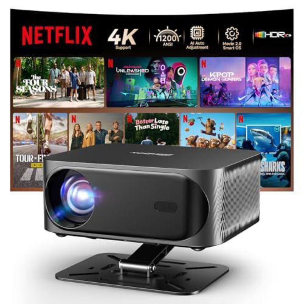 Proyektor T08 Wifi 8k UHD Highbright 900 ANSI 360° Proyeksi putar Android 12/8W*2