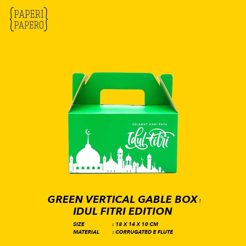 

Green Vertical Gable Box 1 Idul Fitri (18x14x10 cm) Lebaran Ramadhan (1 Pcs)