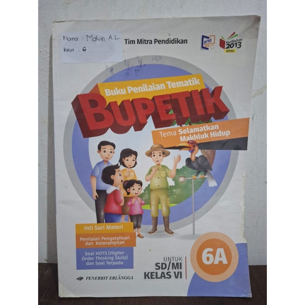 Buku Bekas Buku Penilaian Tematik Erlangga Bupetik SD 6A