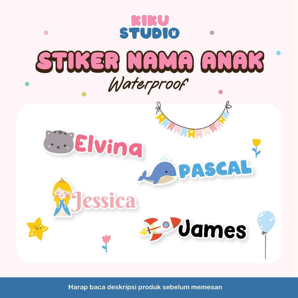 

Stiker Nama Label Custom Waterproof