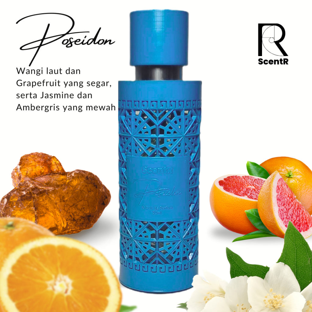 ScentR Poseidon 30ml Extrait de Parfum – Perfume Pria – Aroma Grapefruit Seawater Jasmine Bay Leaf A