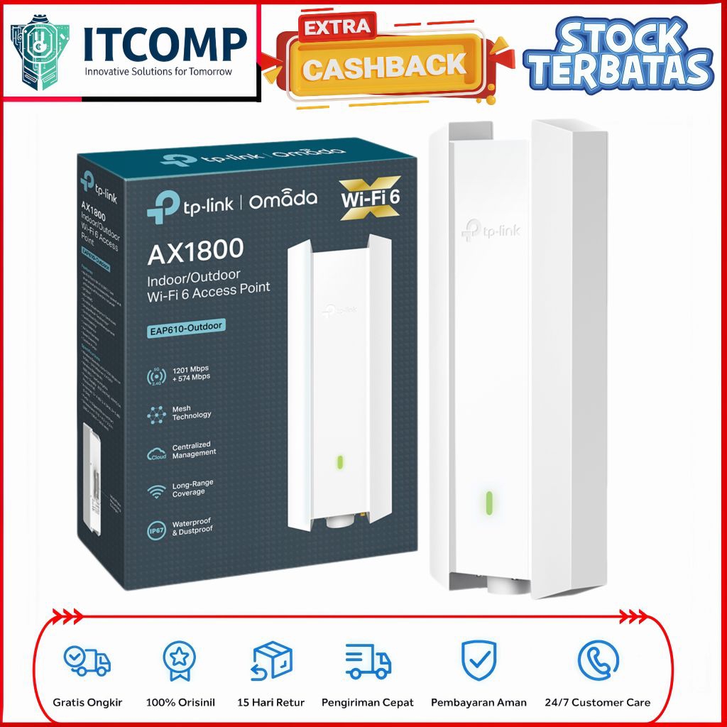 TP-Link EAP610 Outdoor AX1800 Wi-Fi 6 Omada Dual Band Gigabit Bridge Access Point