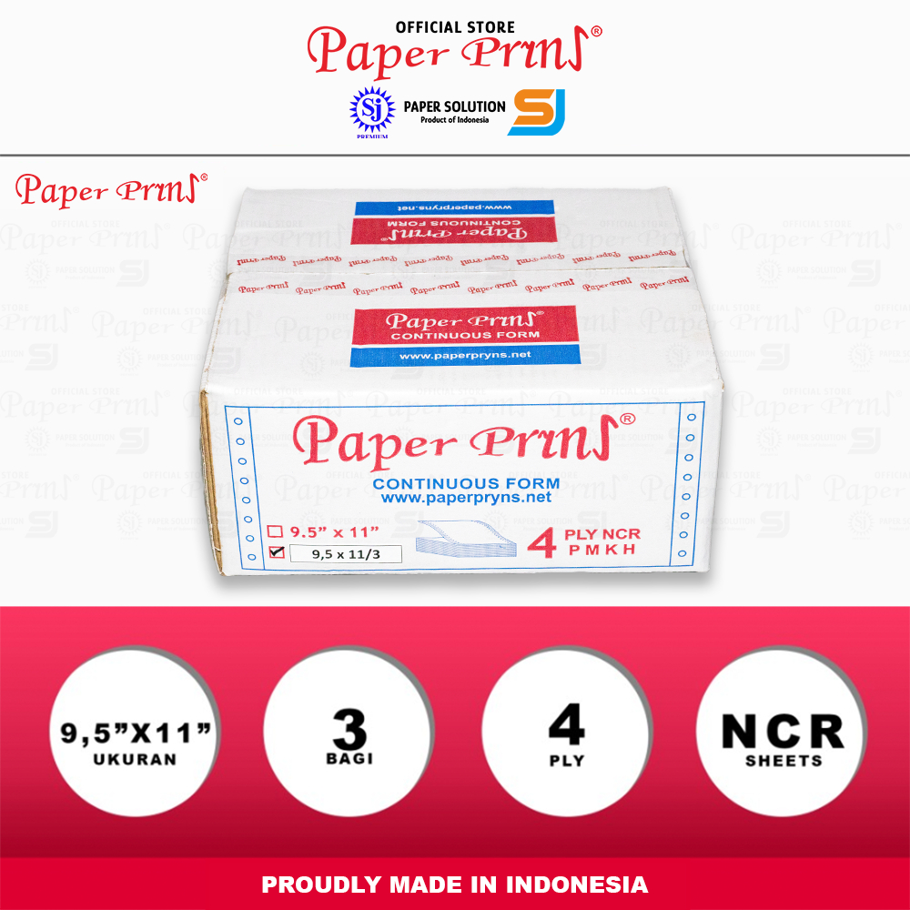 

Paperpryns Kertas Continuous Form 4PLY NCR 9,5" x 11"/3 (Bagi 3)