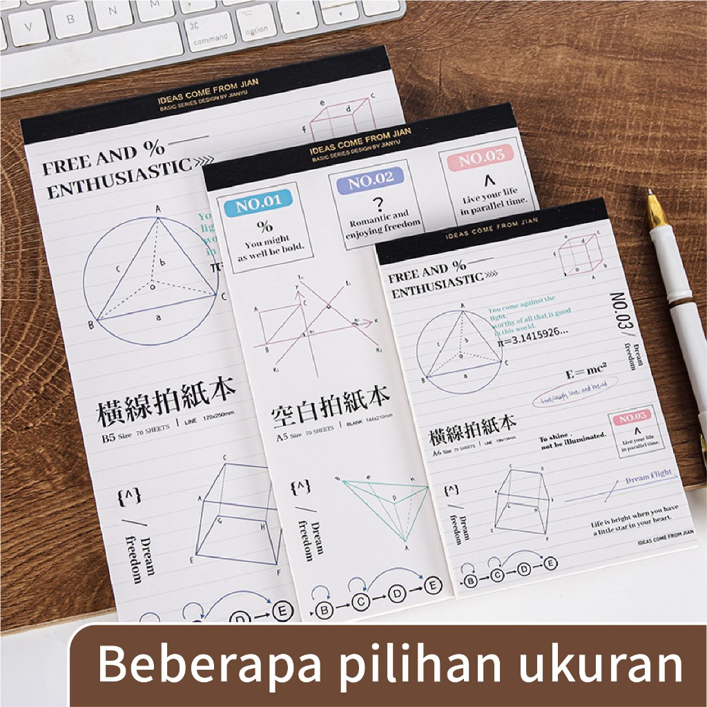 

A6/A5/B5 Notebook Multi-Ukuran Kertas Tebal Tanpa Tinta Siswa Tulis Harian Catatan dan Notebook Perekaman Data Portabel Notebook