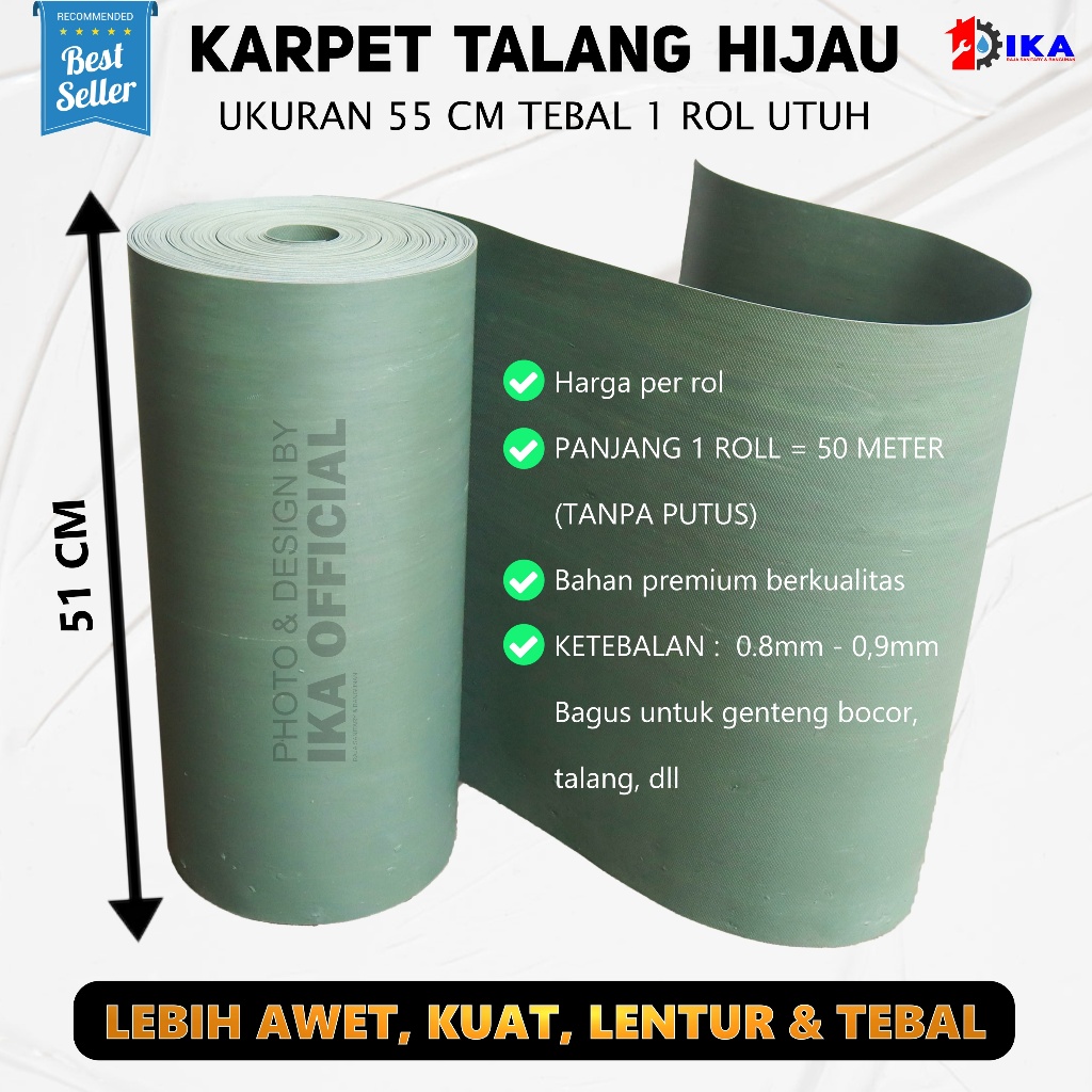 Karpet Talang Air 1 Roll 55 (Bersih 51cm) Hijau Pabrikan READY 1 Roll = 50meter  PENGIRIMAN CARGO Ka