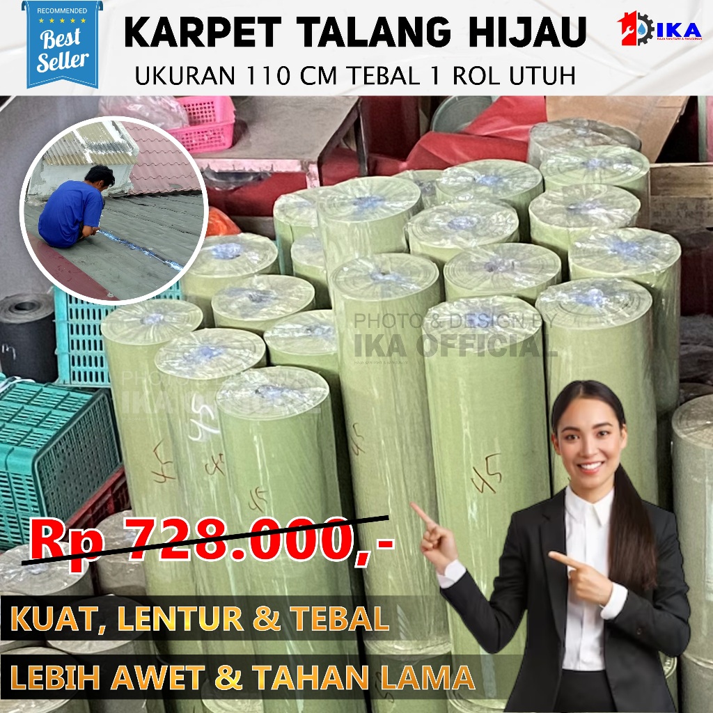 KARPET TALANG HIJAU TINGGI 110 CM 1 ROL UTUH TANPA PUTUS / karpet talang air hijau super ukuran 110c