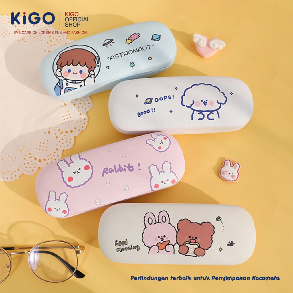 KIGO Hardcase Kacamata Anak Karakter Lucu Astronot, Rabbit, Bear  Tempat Penyimpanan Kotak Kacamata 