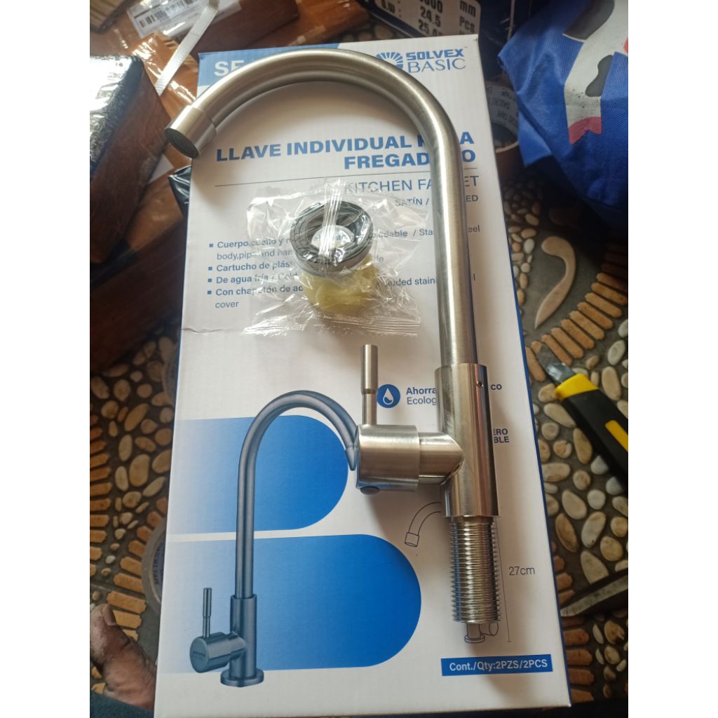 KRAN AIR CUCI PIRING STAINLESS MEJA TANAM / KRAN ANGSA CUCI PIRING DRAT MEJA ((1 KOTAK ISI 2PCS , KA