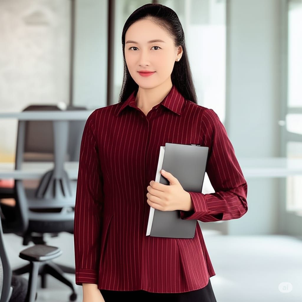 ARBA TOP / kemeja wanita salur blus garis garis lengan panjang