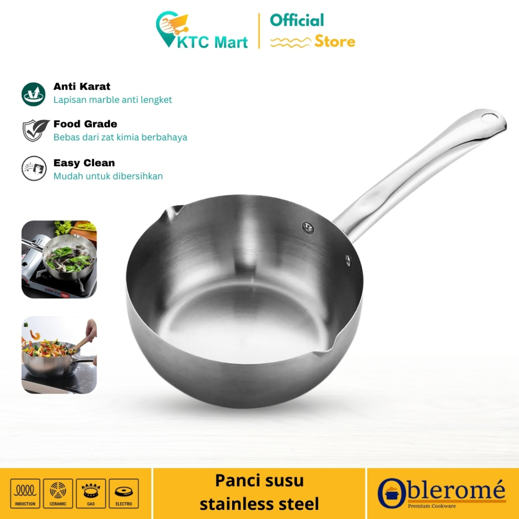 KTCmart Pan Stainless Steel Bubble Wrap Panci Gagang Satu Panci Masak Indomie Panci Susu Stainless O