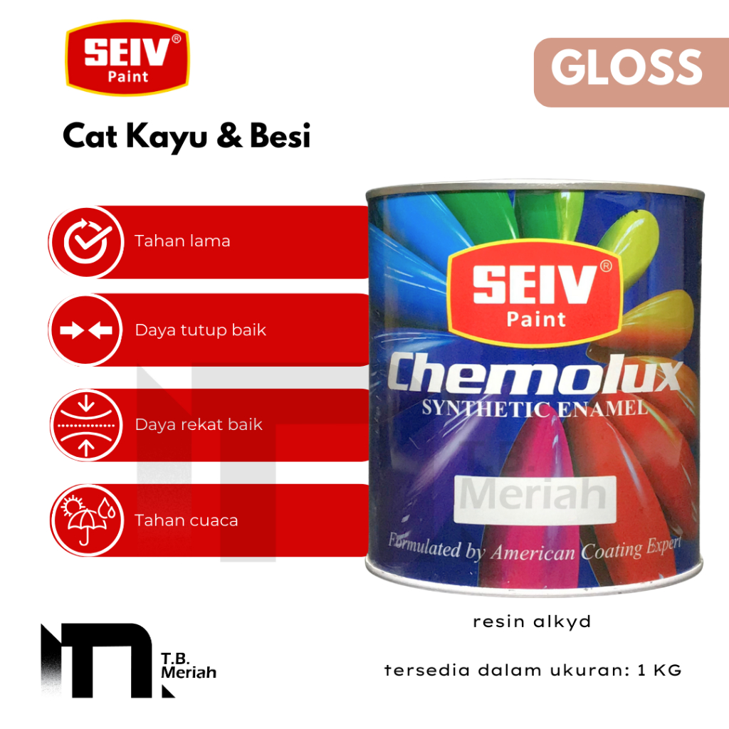 Cat Seiv Cat Kayu & Besi 1 Kg FANCY TINT Series Gloss - Ready Mix Warna SEIV