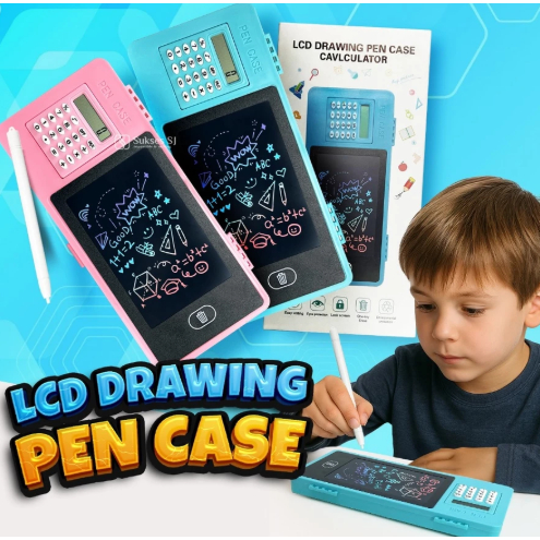 LCD DRAWING PEN CASE KALKULATOR / KOTAK PENSIL 2IN1 LCD DRAWING BOARD EDUKASI ANAK