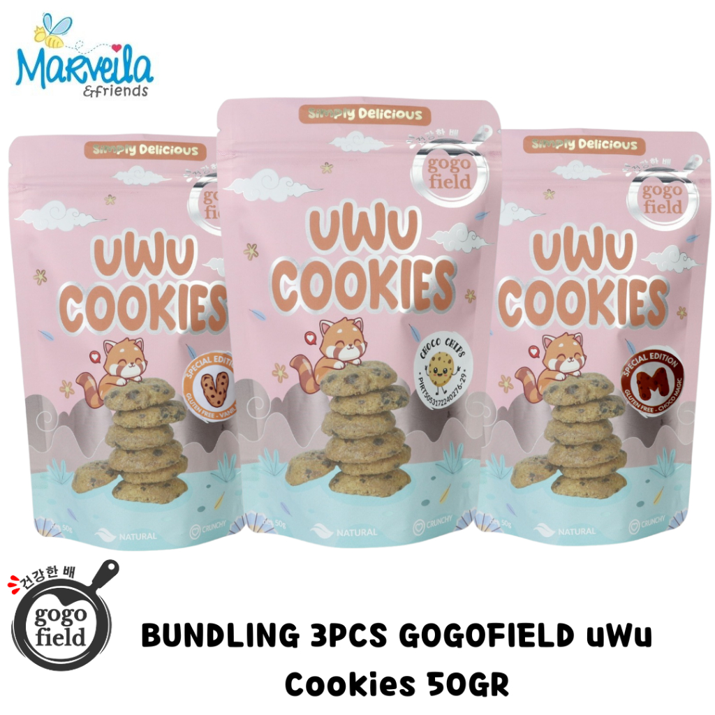 

BUNDLING 3PCS Gogofield uWu Cookies GLUTEN FREE 50gr / Cookies Enak / Kukuis Coklat / Cookies