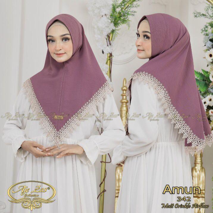 AJE ZAS - Daily Hijab/Khimar/Bergo/Kerudung  Motif-AMUN Pet Antem Bahan Crinkle Airflow