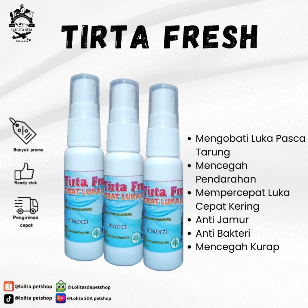 Tirta Fresh Obat Luka Luar Semprot Spray Ayam Laga Aduan Petarung