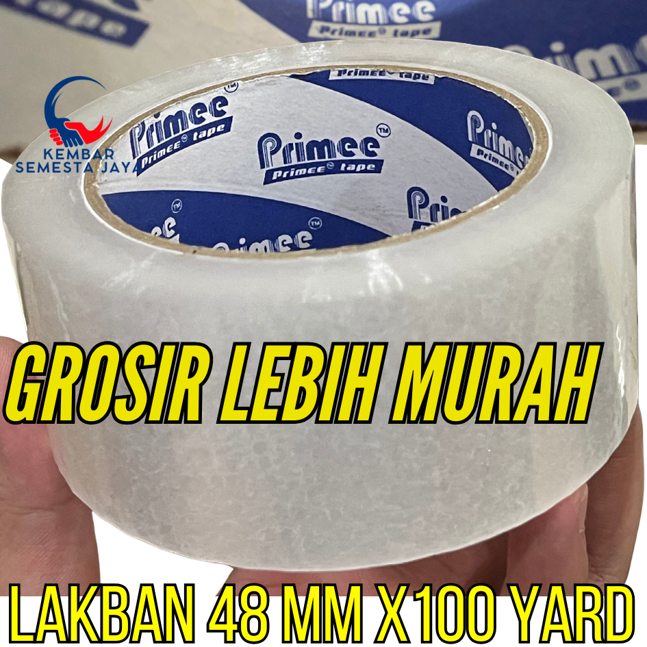 

PRIMEE Lakban Bening Transparan Clear OPP 48 mm x 100 Yard / 91 Meter Lakban Paket Kemas Packing