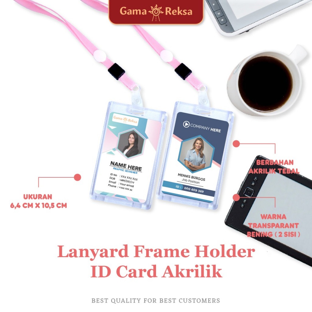 

LANYARD READY STOCK Akrilik ID Card Holder / ACRYLIC Tranparant Name Tag / Include Tali