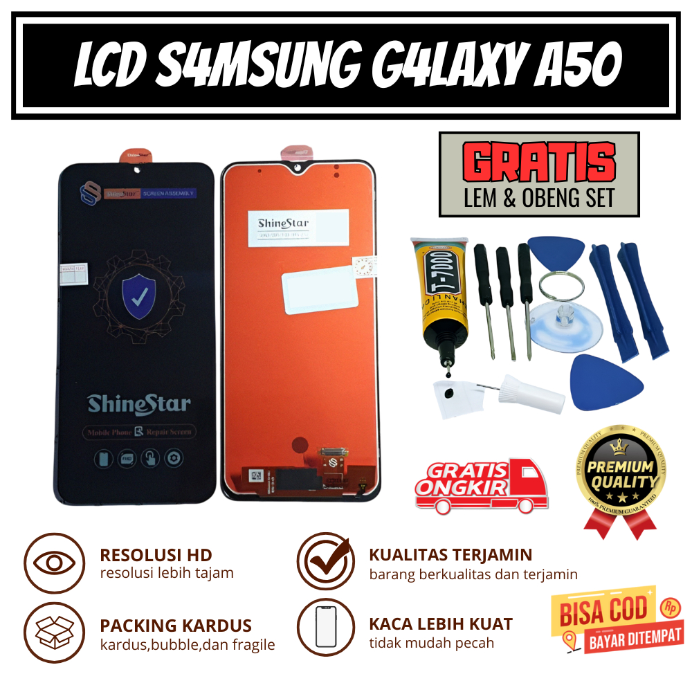 LCD SAMSUNG GALAXY A50 ORIGINAL + TOUCHSCREEN || GRATIS 1 SET OBENG & LEM || SHINESTAR