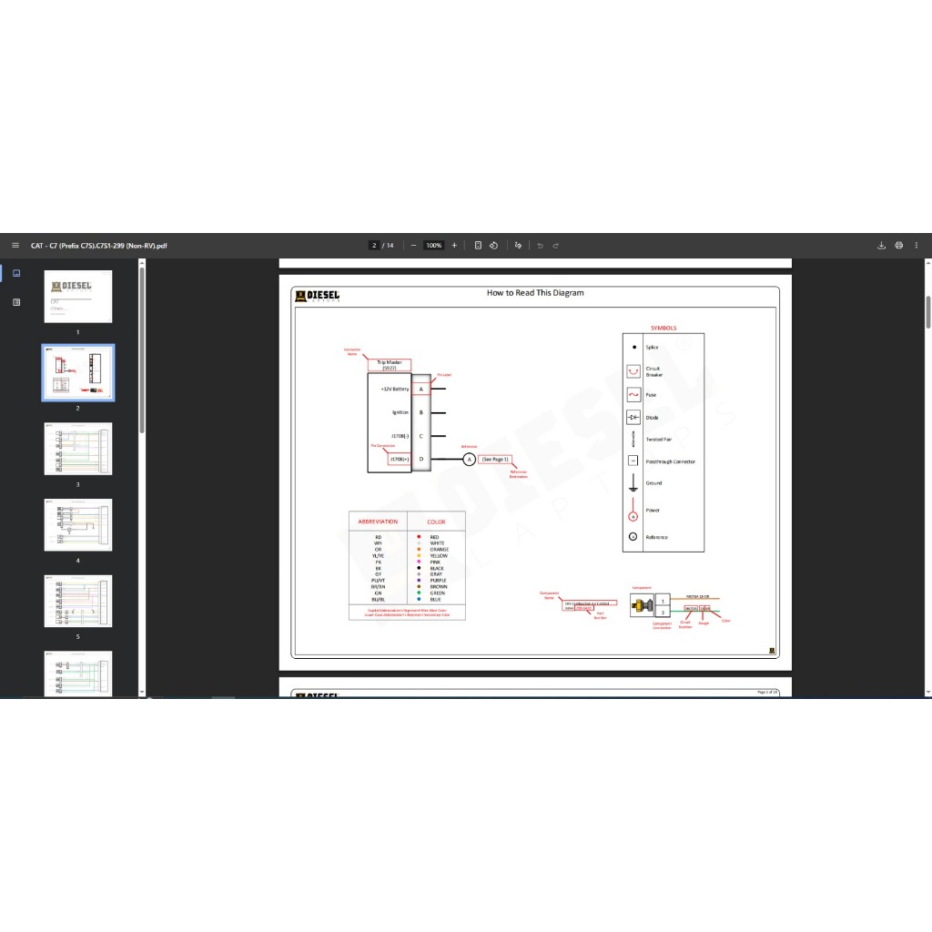 Part, Wiring Diagram, Manual Repair Caterpillar CAT Series