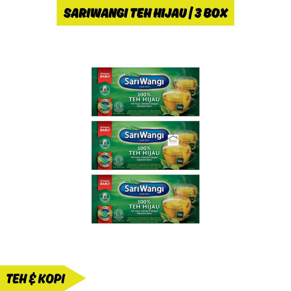 

3 BOX Sariwangi Teh Hijau Kemasan Box Isi 25 Teh Celup