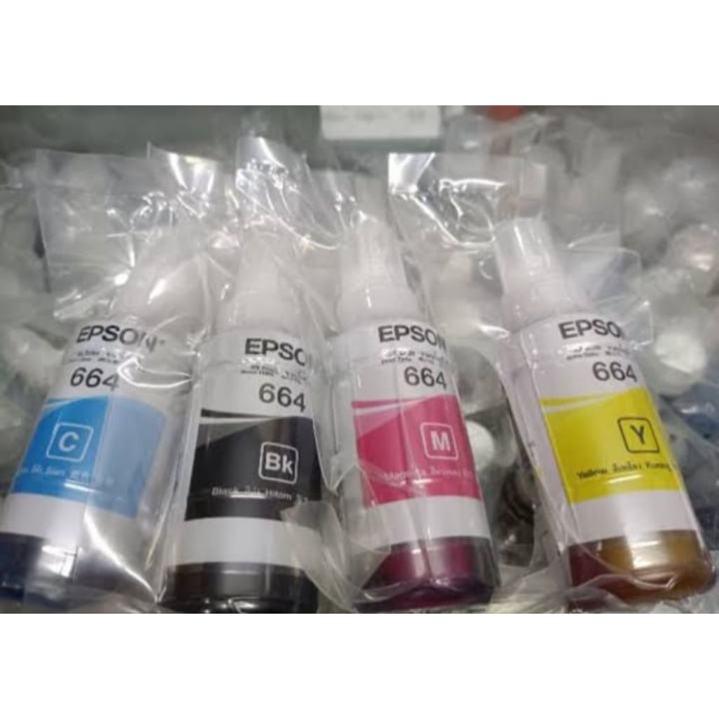 Tinta Epson 664 Ciyan original lospack tanpa dusL100, L110, L120, L200, L210, L220, L300, L310, L350