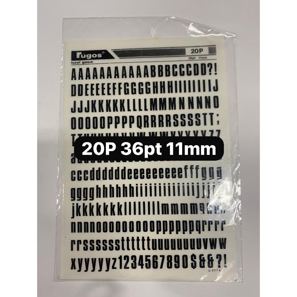

rugos huruf angka ukuran 10 mm sd 28 mm satuan per lembar hitam