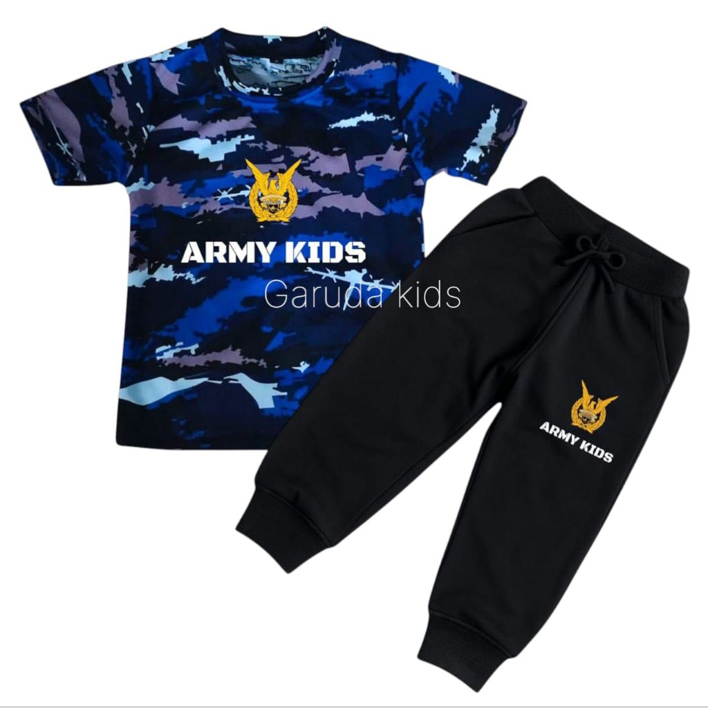 Setelan baju anak army/baju loreng tentara anak laki-laki keren motif loreng