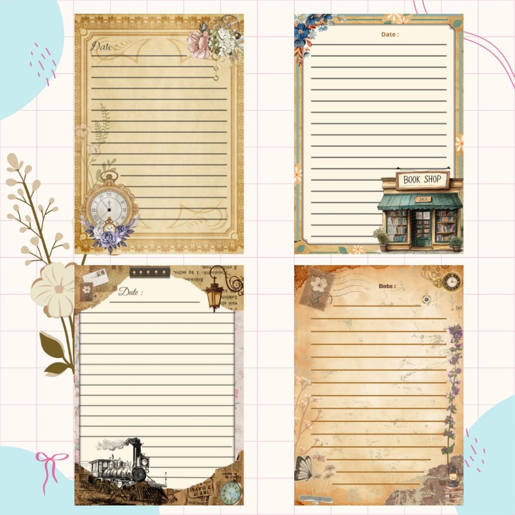 

[part 1] isi Binder / loose leaf tema vintage A5 isi 25 lembar