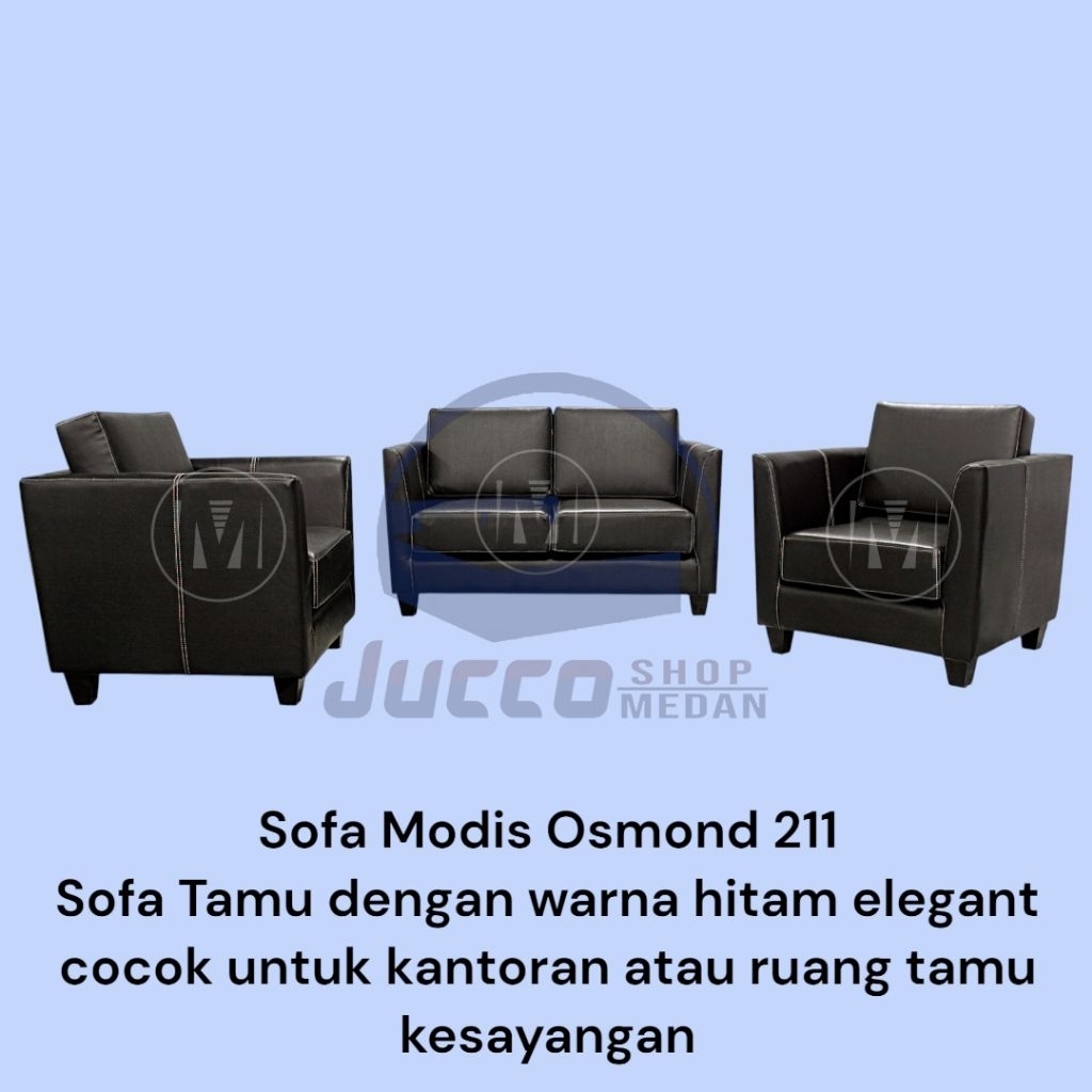 [ JUCCO ] Sofa Tamu Modis Osmond 211 - Sofa Kantor Minimalis Hitam 211 - Sofa Tamu Murah Medan - Sof