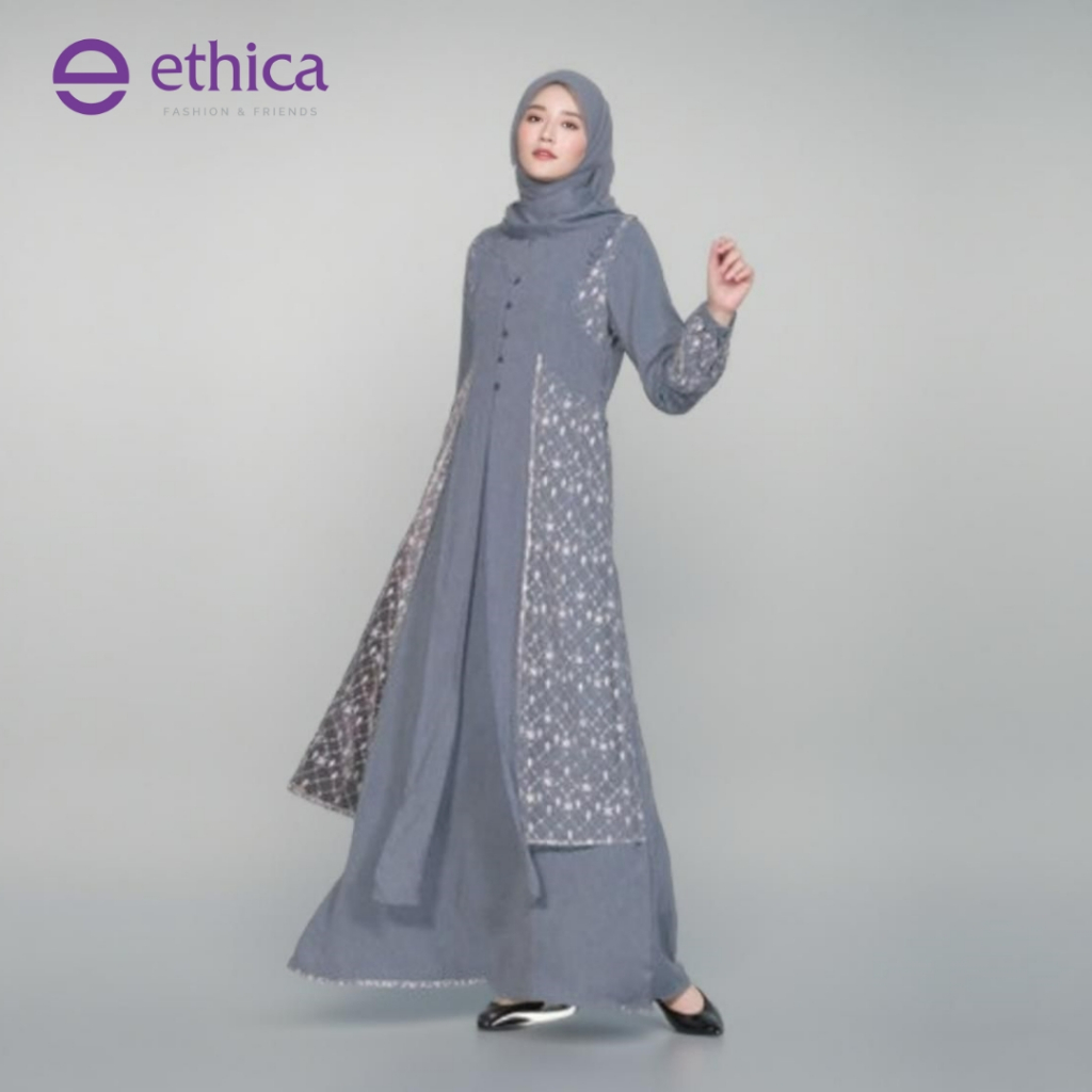 Baru Gamis Muslimah Ethica Kagumi 255 Couple 144 Cidatel Blue Monalisa Brukat Premium