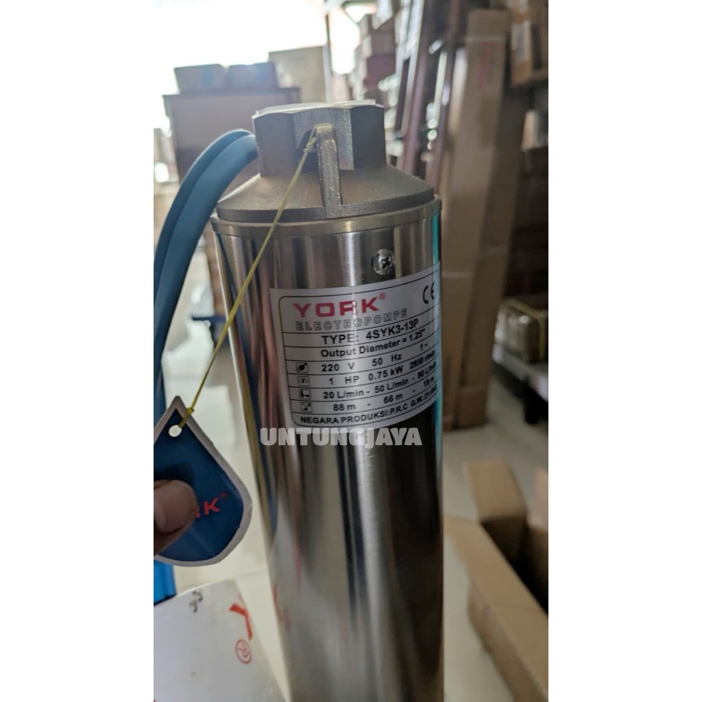 POMPA SUBMERSIBLE YORK 4 SYK 3-13P KABEL 50 METER 1 HP // POMPA CELUP YORK 4SYK 3-13 KABEL 50 METER 