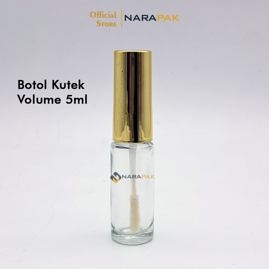 Botol Kaca 5ml Bening Roll Botol Kutek Henna Lip Gloss Kuas Lip Putih Tutup Gold 5ml roll