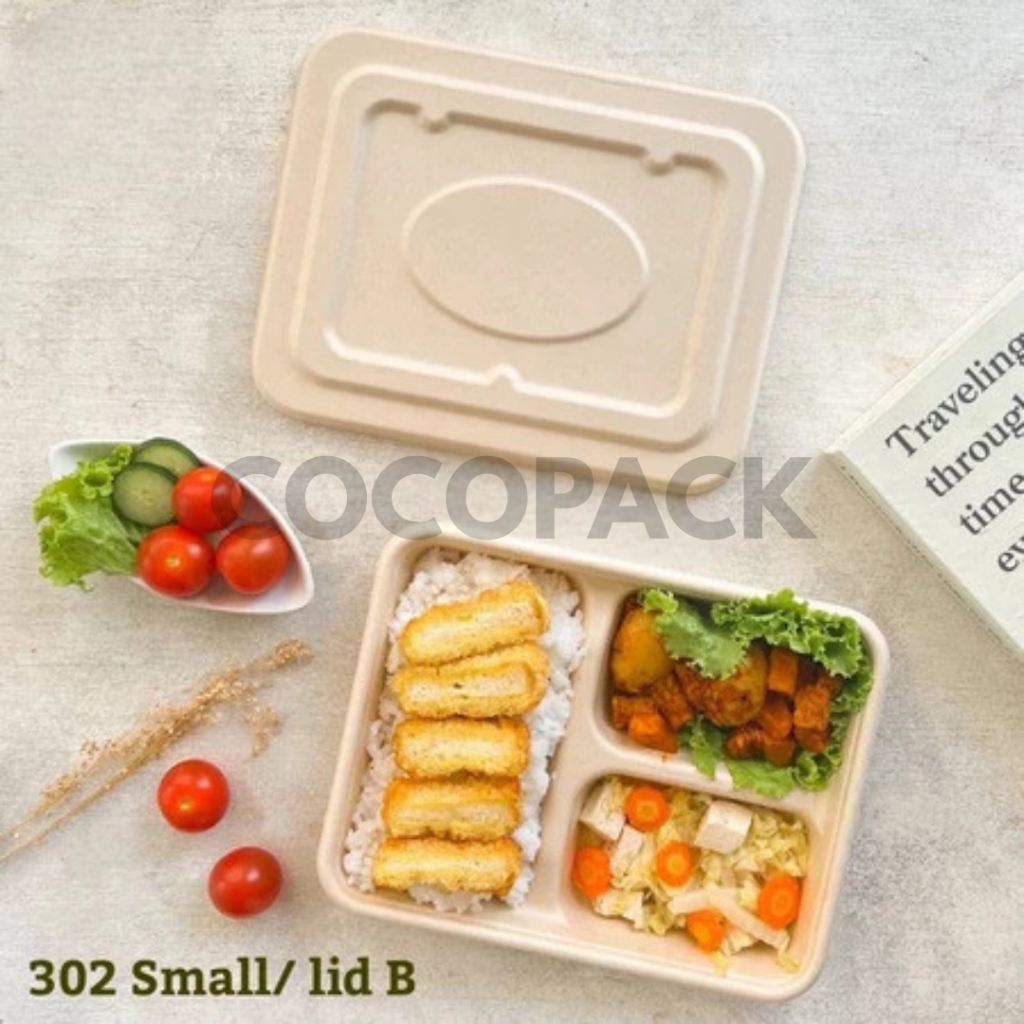 Bagasse Safeco Bento Lunch Box Dus Box Catering Katering 3 4 Sekat Small Kotak Tempat Makan Bento Ke
