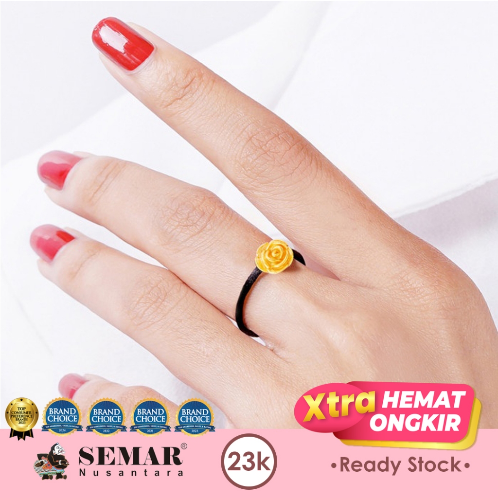 Cincin Emas Tali Rosemaria Flower Gold 23K Semar Nusantara
