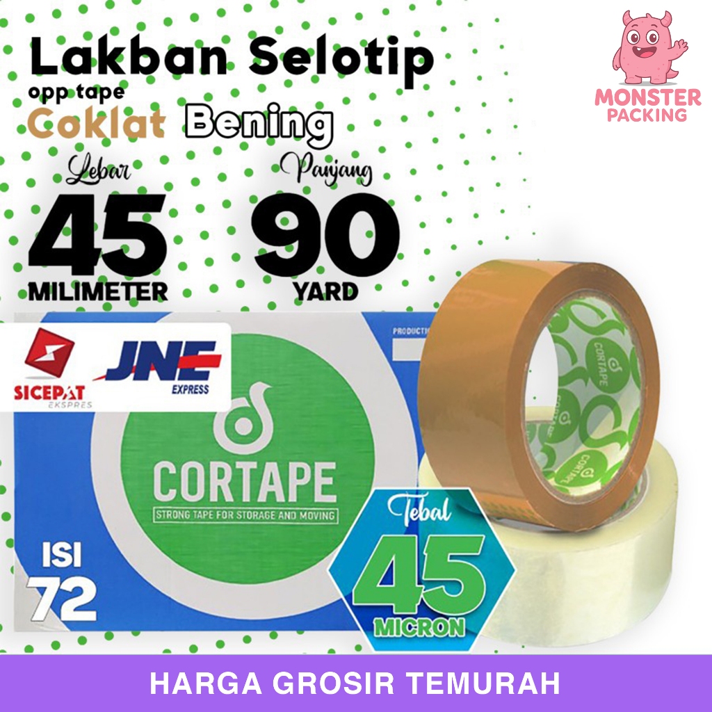 

Lakban isolasi Solatip 45mm x 90yard OPP Tape Cortape KARGO / DUS