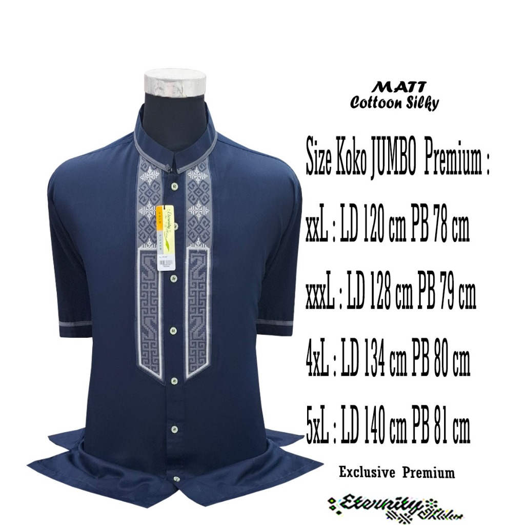 DISKON Baju Koko JUMBO xxL-xxxL-xxxxL -5xL Koko JUMBO Eternity Koko Bordir Lengan Pendek Koko Baju