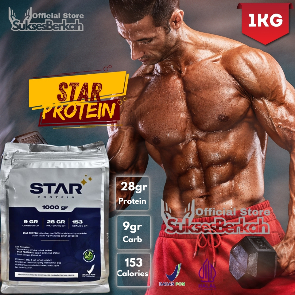 ORIGINAL STAR PROTEIN Whey Protein Bubuk Kedelai murni Susu Suplemen Fitnes 1000 Gram
