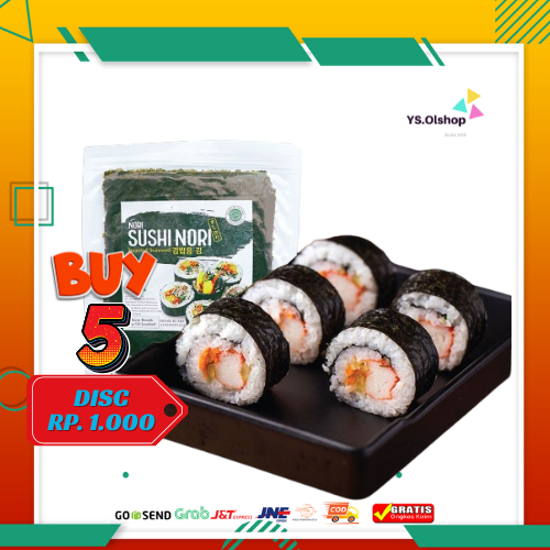 

Ready Java Sushi Nori isi 20 & 50 Lembar HALAL Seaweed Rumput Laut Sushi Untuk Kimbab/ Gimbab