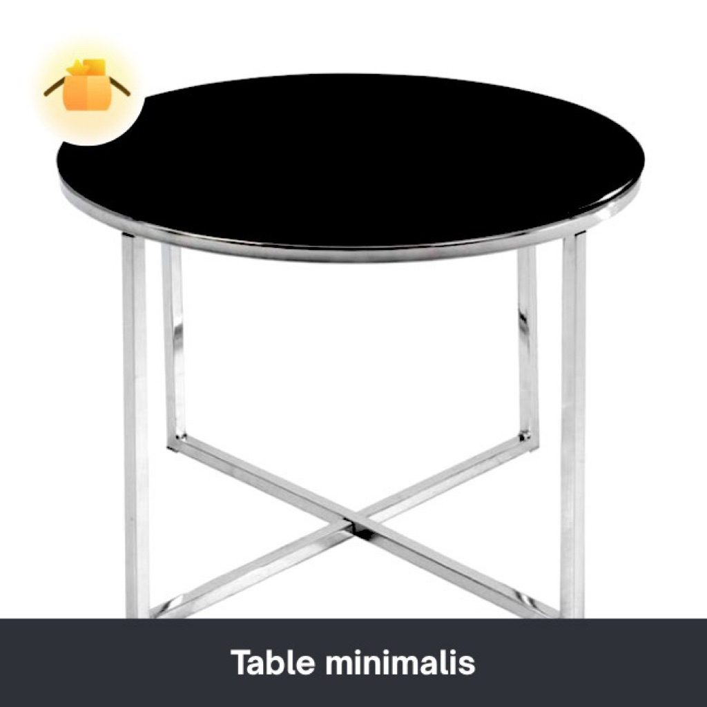 Meja Sisi Bulat Coffee Table INFORMA Side Table Kaca Minimalis