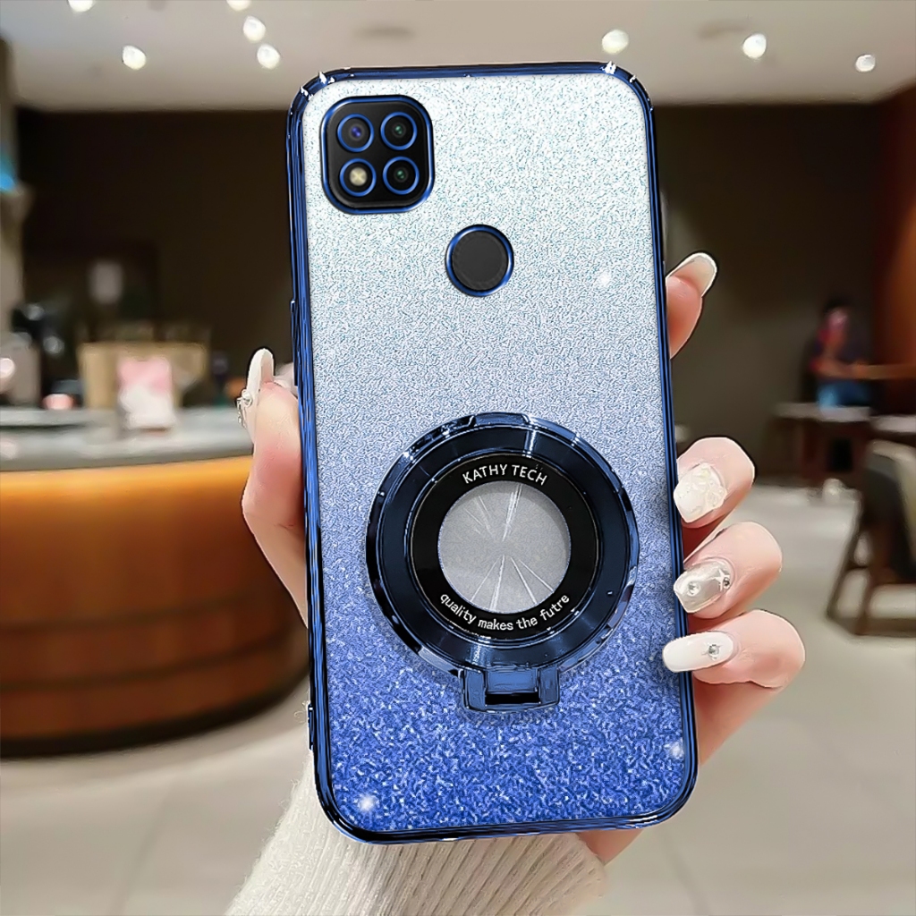 Case Xiaomi Redmi 9C Softcase Glitter Luxury With Ring Magnetic Holder